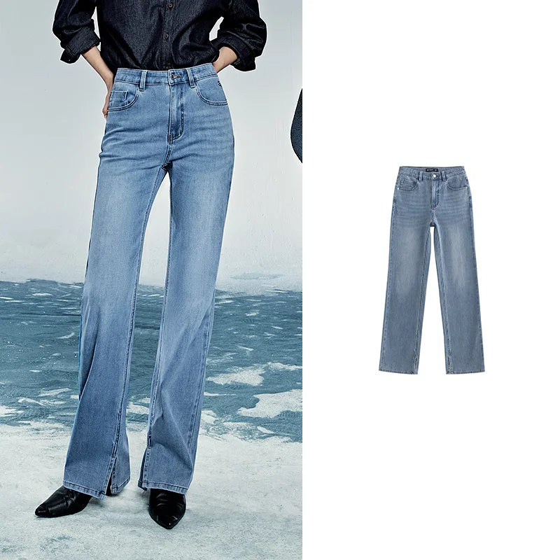 TOYOUTH Women Denim Jeans 2025 Spring Summer Slim Fit High Elasticity Women Low Waist Long Pants