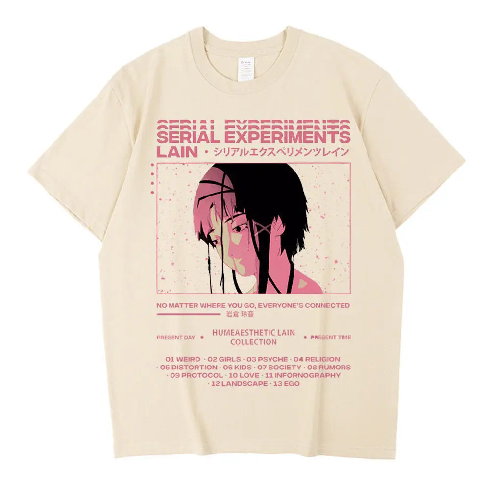 Serial Experiments Lain cotton shirt teen Digital korean clothes harajuku  2000s Y2k shirt graphic aesthetic 80s Digital Gothic
