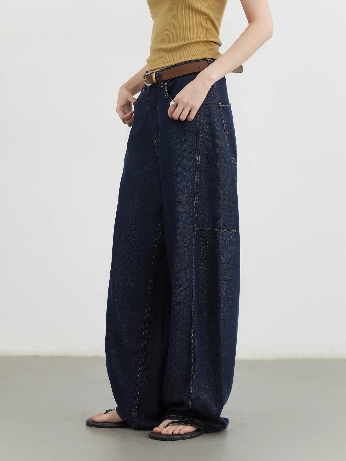 CHIC VEN Women's Jeans Loose Casual New High Waist Split Female Wide Leg Denim Pants  Spring Autumn 2025