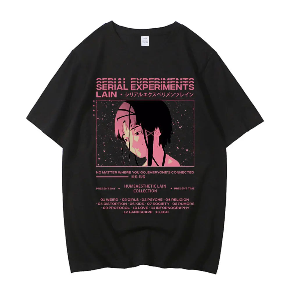 Serial Experiments Lain cotton shirt teen Digital korean clothes harajuku  2000s Y2k shirt graphic aesthetic 80s Digital Gothic