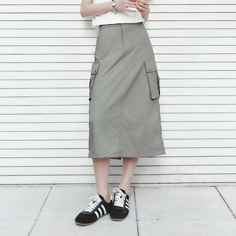 Semir Women Skirt Textured UV Protection Cool Feeling Slit Workwear High Street Outdoor Maxi 2026 Summer Fashion Top