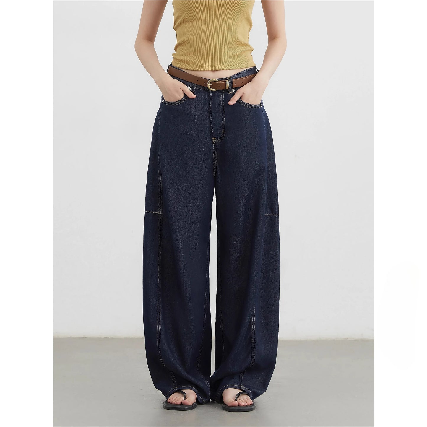 CHIC VEN Women's Jeans Loose Casual New High Waist Split Female Wide Leg Denim Pants  Spring Autumn 2025