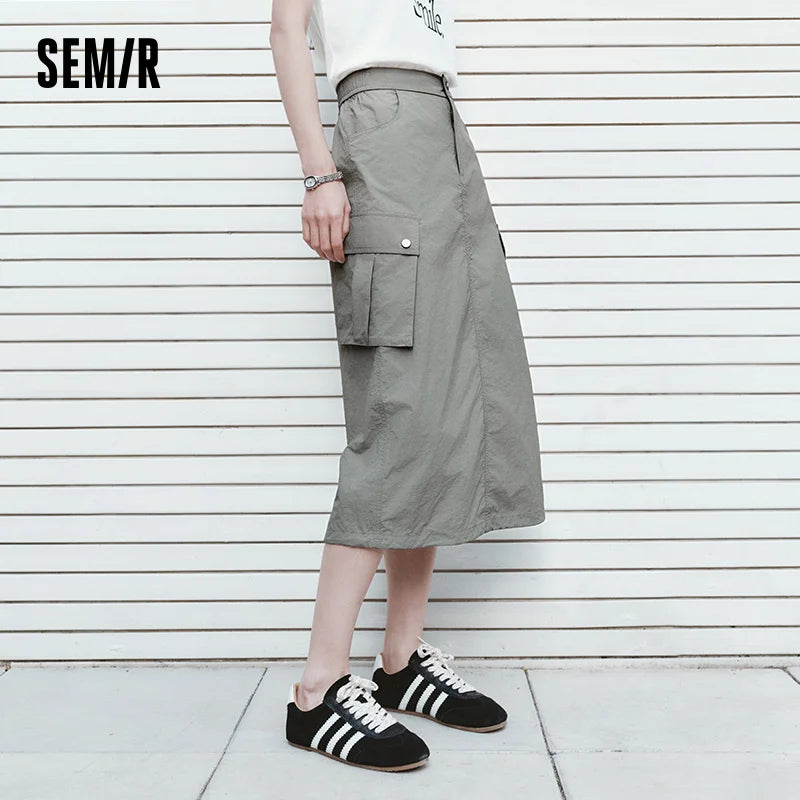 Semir Women Skirt Textured UV Protection Cool Feeling Slit Workwear High Street Outdoor Maxi 2026 Summer Fashion Top