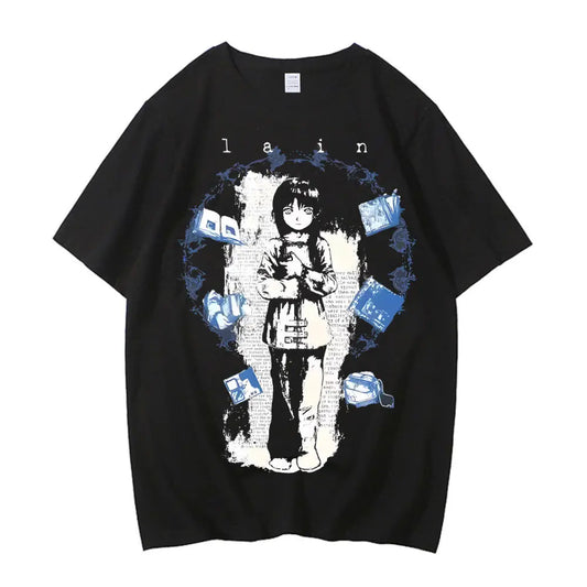 Serial Experiments Lain cotton shirt teen Digital korean clothes harajuku  2000s Y2k shirt graphic aesthetic 80s Digital Gothic