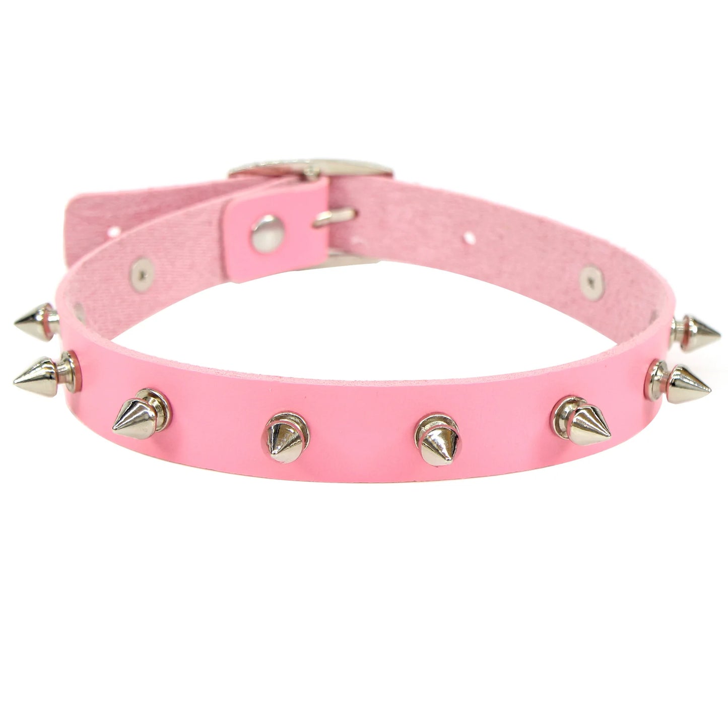 Black PU Leather Choker Necklace for Women Men Cool Punk Gothic Spike Biker Choker PU Leather Collar Studded Rock Necklace D