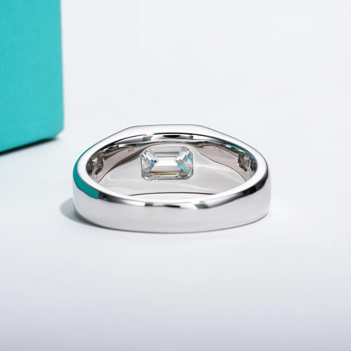 AnuJewel 2ct D Color Emerald  Moissanite Men Ring 925 Sterling Silver 18K Gold Plated Engagement Rings For Man Jewelry Wholesale
