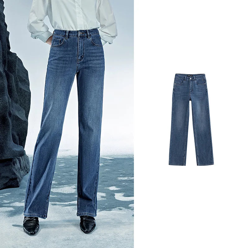 TOYOUTH Women Denim Jeans 2025 Spring Summer Slim Fit High Elasticity Women Low Waist Long Pants