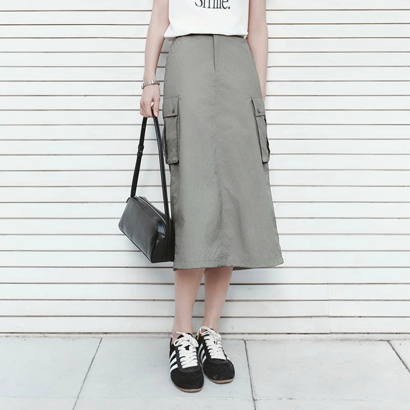 Semir Women Skirt Textured UV Protection Cool Feeling Slit Workwear High Street Outdoor Maxi 2026 Summer Fashion Top