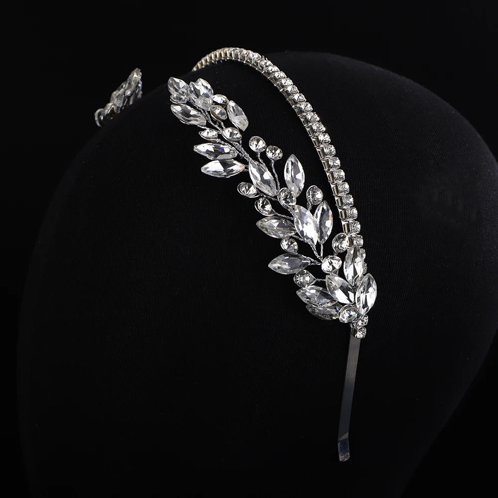 Silver Trendy Handmade Bridal Hair Accessories Princess Queen Crown Wedding Head Jewelry Flower Tiare Headdresses For Women