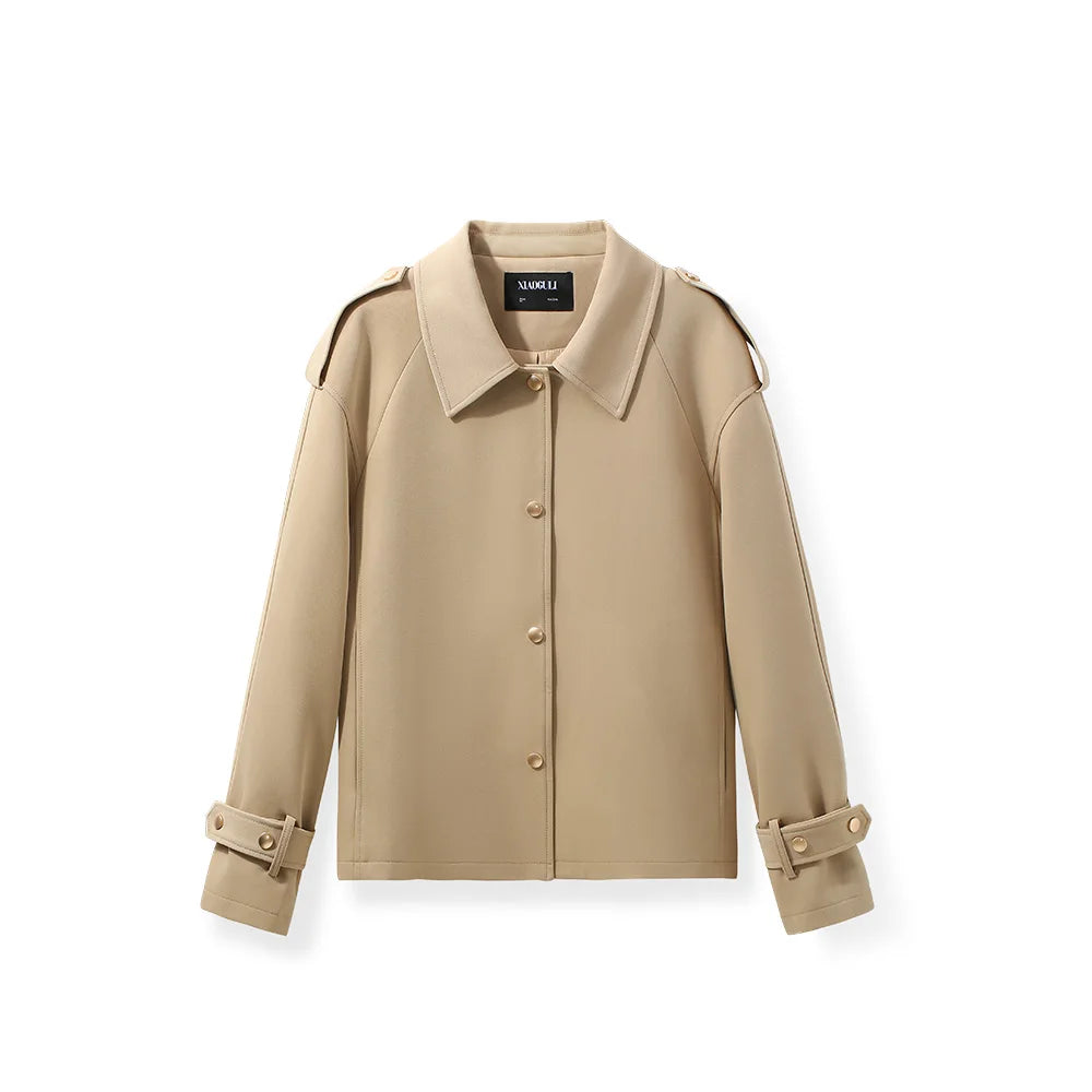 XIAOGULI Women Lapel Collar Cropped Jacket 2026 Fall New Loose Casual Long Sleeve Korean Style Commuter Ladies Short Jackets