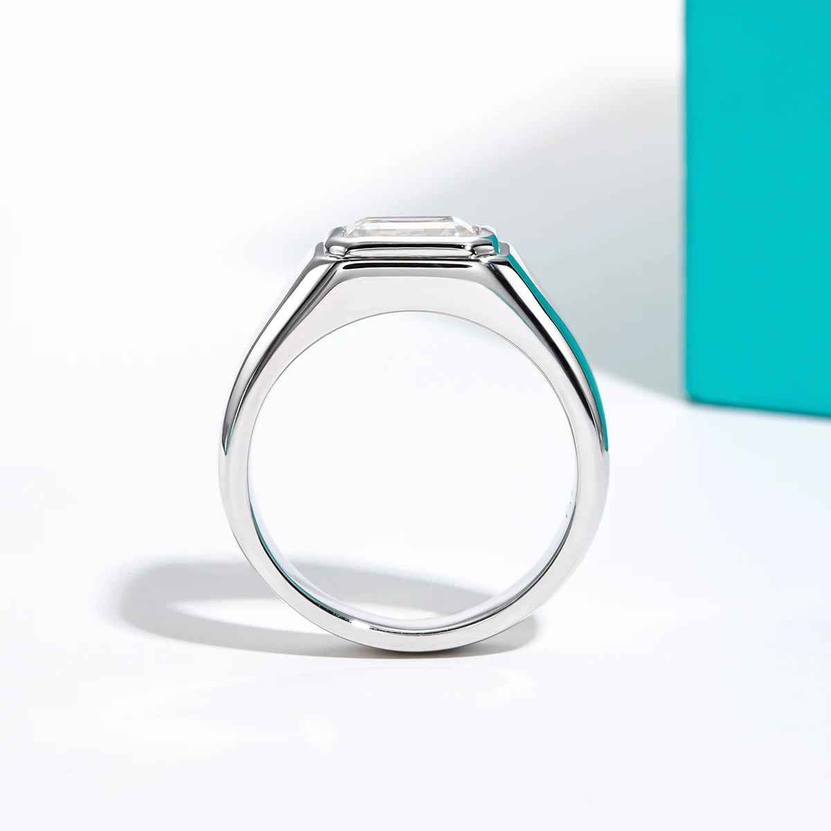 AnuJewel 2ct D Color Emerald  Moissanite Men Ring 925 Sterling Silver 18K Gold Plated Engagement Rings For Man Jewelry Wholesale