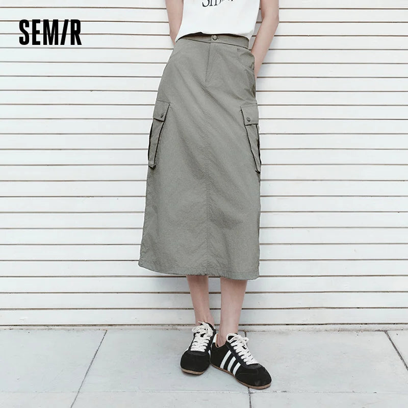 Semir Women Skirt Textured UV Protection Cool Feeling Slit Workwear High Street Outdoor Maxi 2026 Summer Fashion Top