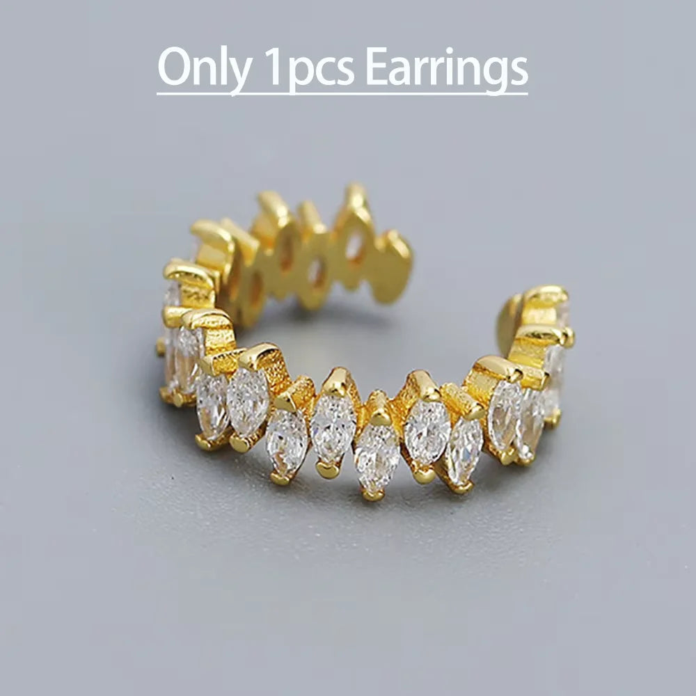 Serenity Real Marquise Cut Moissanite Earrings for Women Men S925 Sterling Silver Plated 18K Ear Clip No hole to wear Earrings
