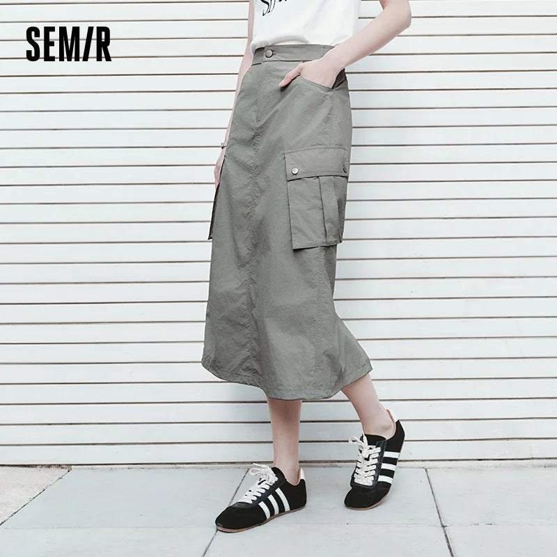 Semir Women Skirt Textured UV Protection Cool Feeling Slit Workwear High Street Outdoor Maxi 2026 Summer Fashion Top