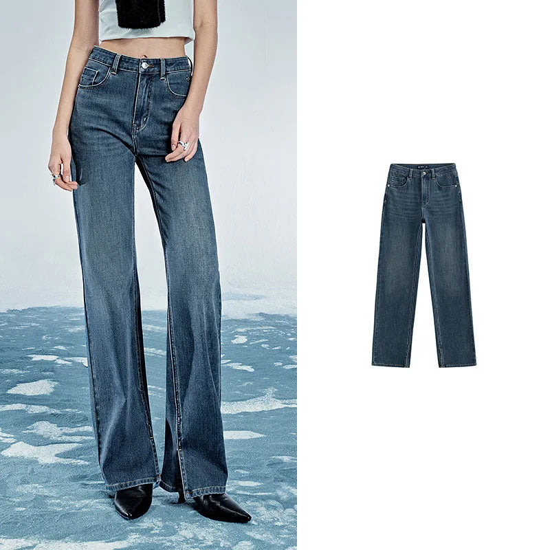 TOYOUTH Women Denim Jeans 2025 Spring Summer Slim Fit High Elasticity Women Low Waist Long Pants