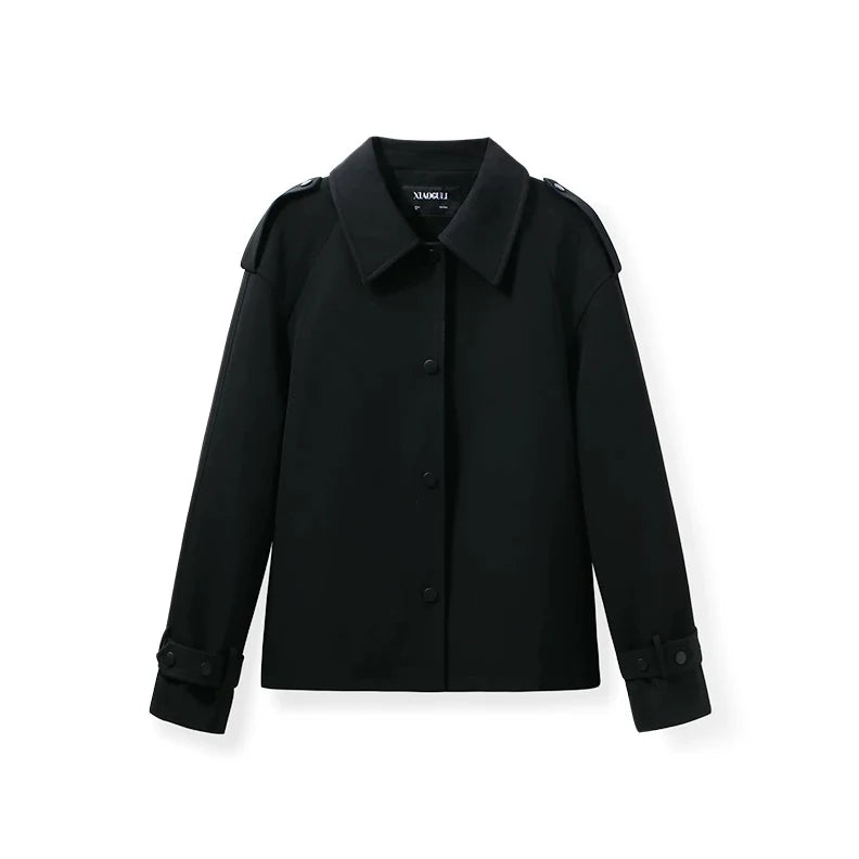 XIAOGULI Women Lapel Collar Cropped Jacket 2026 Fall New Loose Casual Long Sleeve Korean Style Commuter Ladies Short Jackets