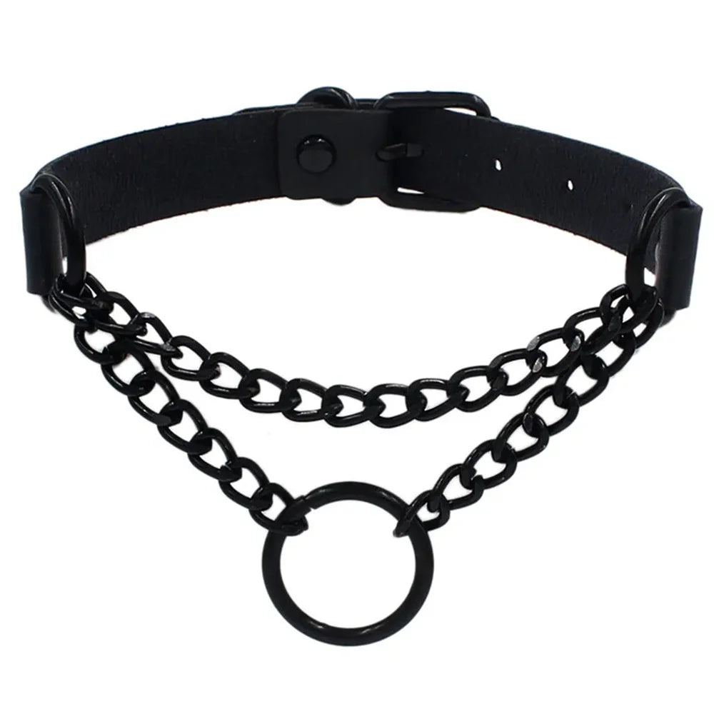 2023 Women Gothic Heart Choker Necklace Black Red Necklace PU Leather Collar Chains Maid Punk Cosplay Access