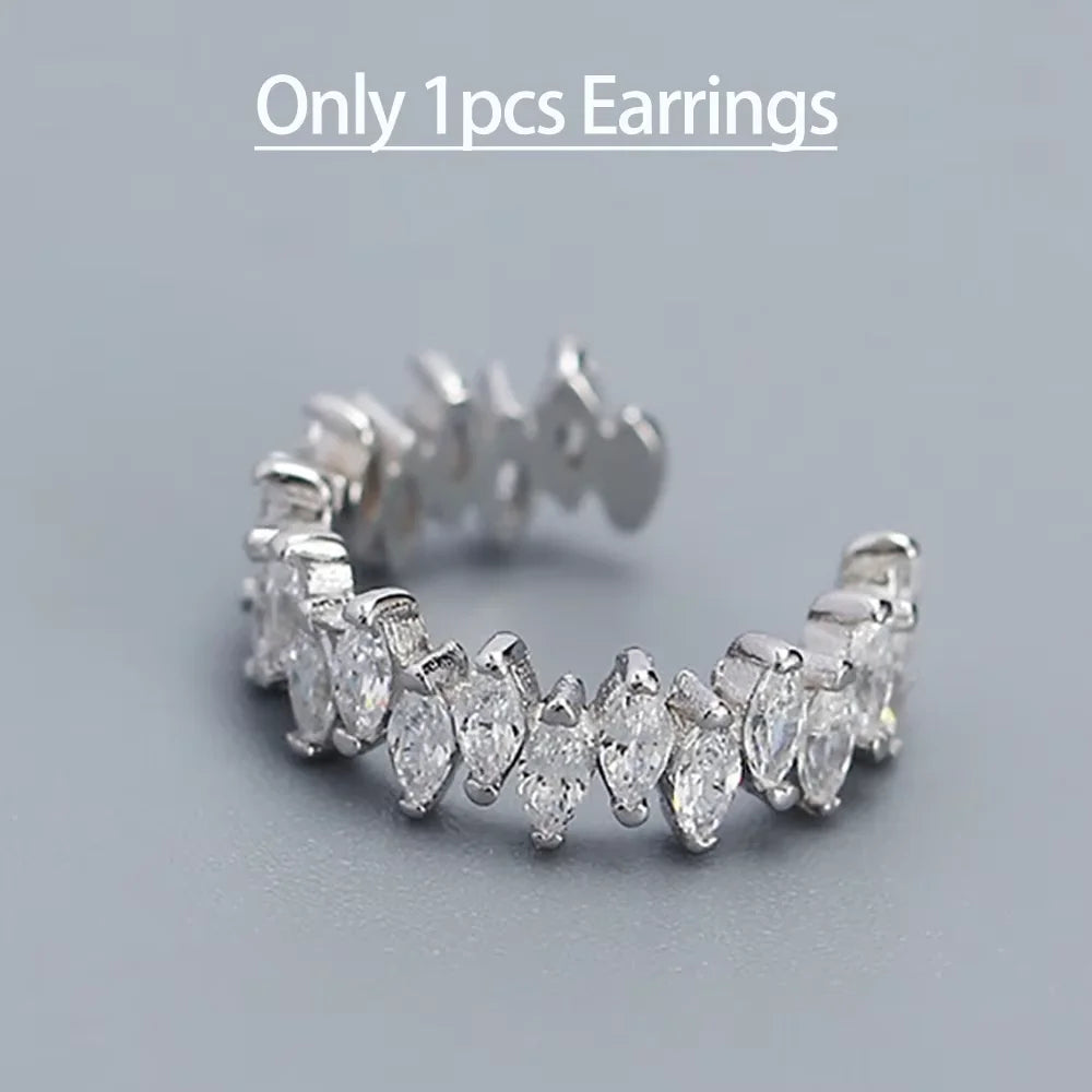Serenity Real Marquise Cut Moissanite Earrings for Women Men S925 Sterling Silver Plated 18K Ear Clip No hole to wear Earrings