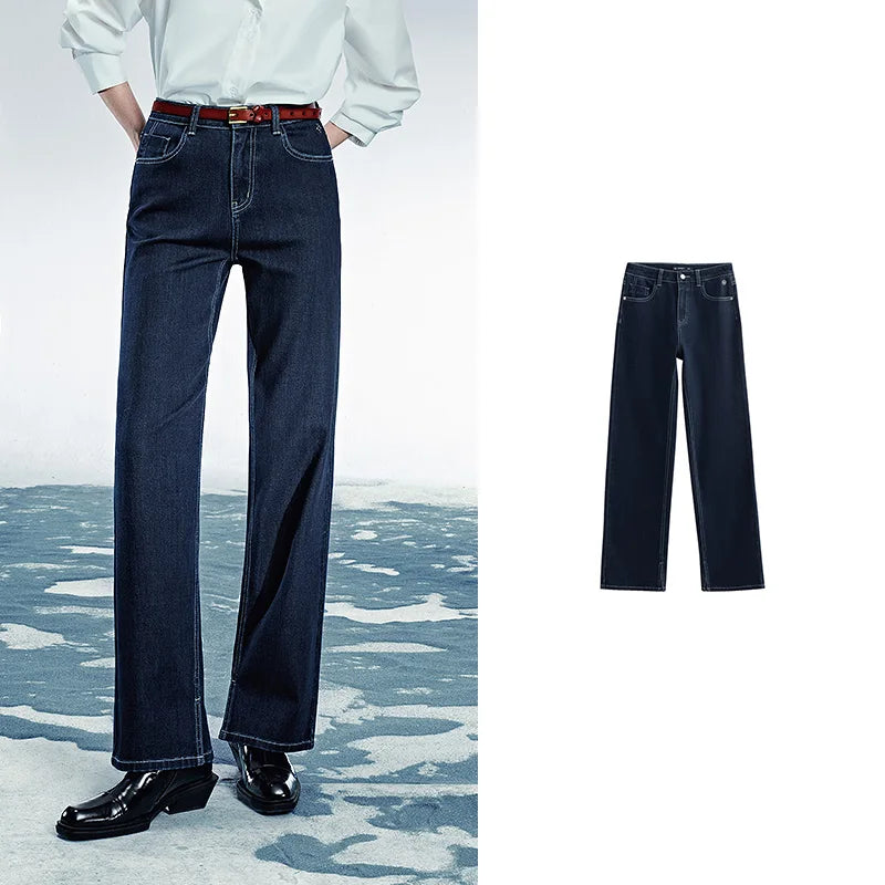 TOYOUTH Women Denim Jeans 2025 Spring Summer Slim Fit High Elasticity Women Low Waist Long Pants