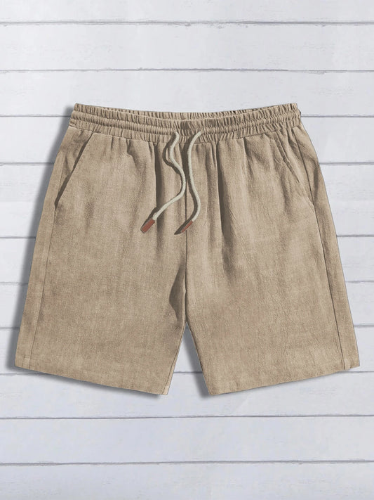 Summer thin linen shorts for men, loose and casual, five-inch pants, cotton and linen, breathable, suitable for beach and sports