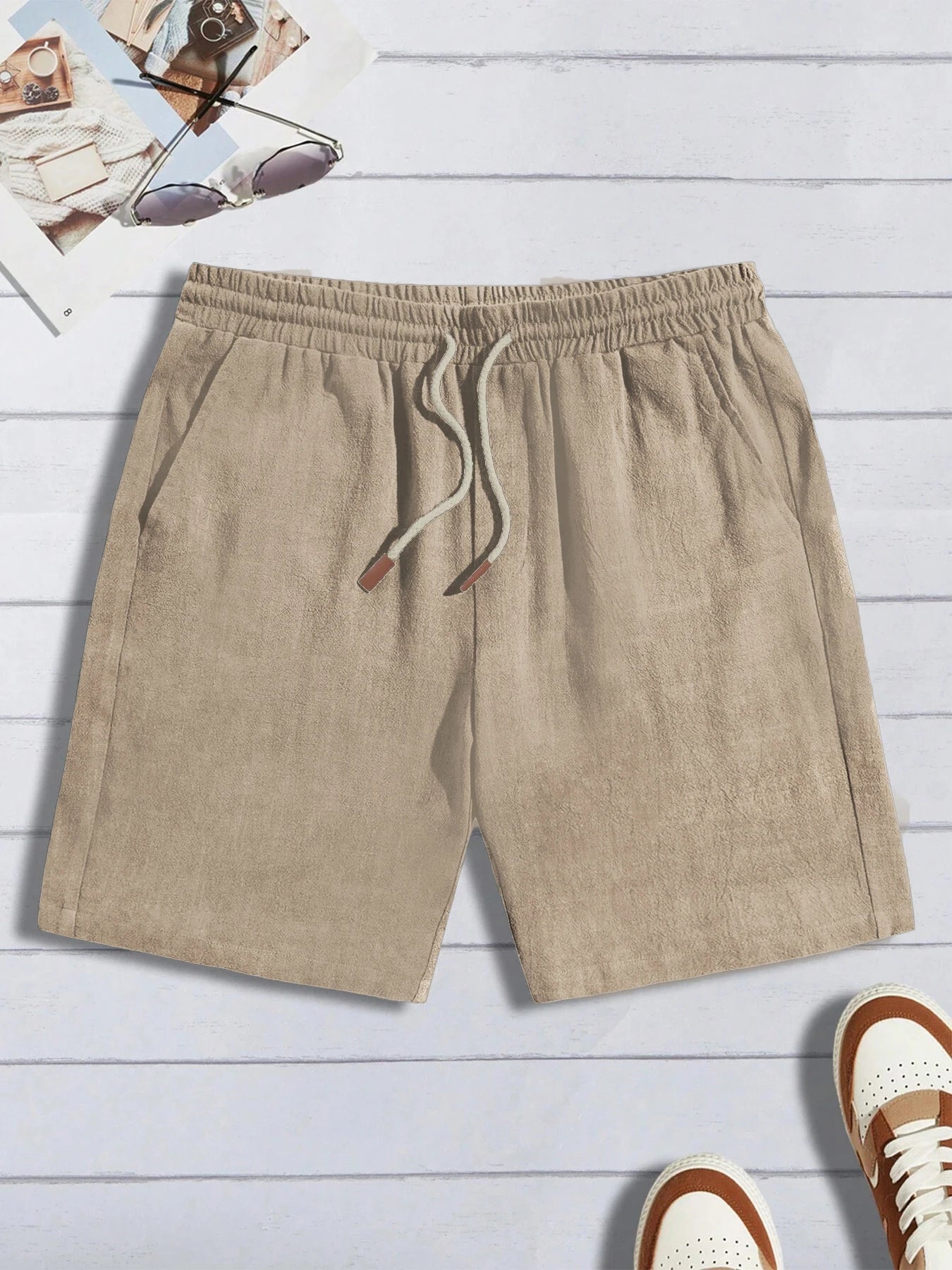 Summer thin linen shorts for men, loose and casual, five-inch pants, cotton and linen, breathable, suitable for beach and sports